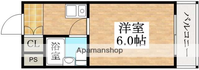 東住吉リバーサイドプラザ(1K/4階)の間取り写真