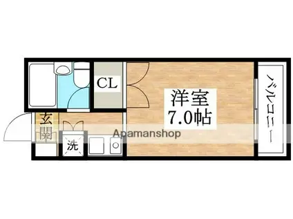 ラテール西田弐番館(1K/4階)の間取り写真