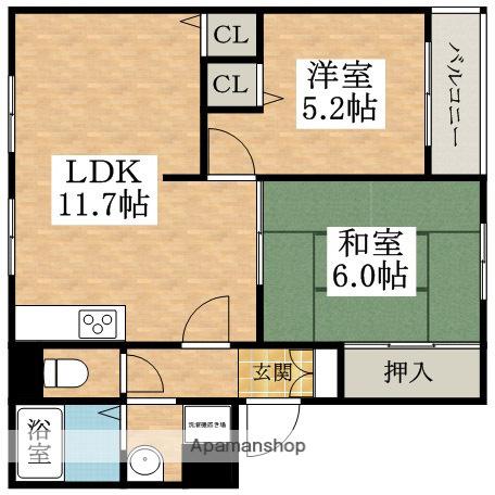 ラフォーレ北花田(3DK/2階)の間取り写真