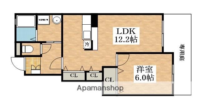 ヴィラグッドラックB棟(1LDK/1階)の間取り写真