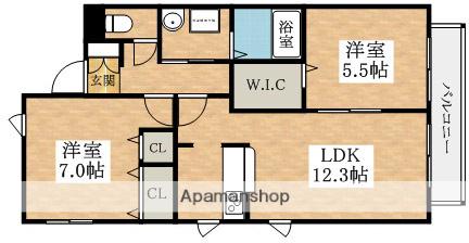 シャーメゾン北新町(2LDK/2階)の間取り写真