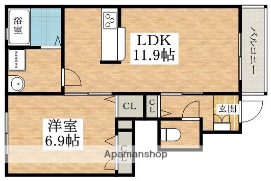 ラ・フルールⅡ(1LDK/1階)の間取り写真