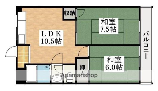 シャトウインペリアン(2LDK/2階)の間取り写真