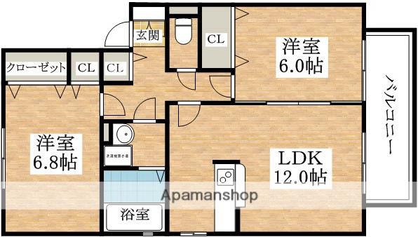 ファミール田井城C棟(2LDK/2階)の間取り写真