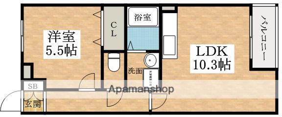 サンフラット布忍(1LDK/1階)の間取り写真