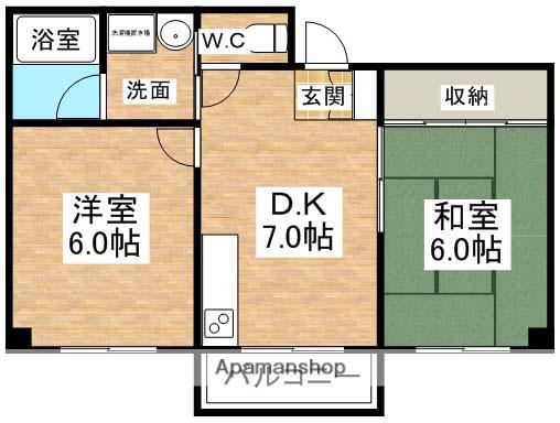 天美マンション(2DK/4階)の間取り写真