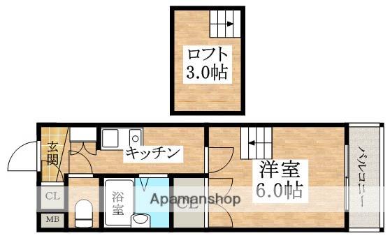 ロフティ北花田(1K/4階)の間取り写真