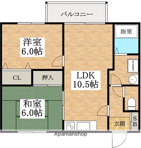 メゾン立部(2LDK/2階)の間取り写真