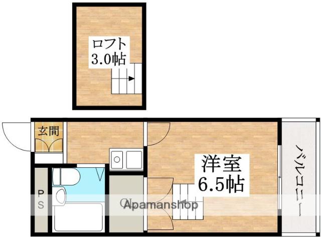 シティーエステート天美東(1K/2階)の間取り写真