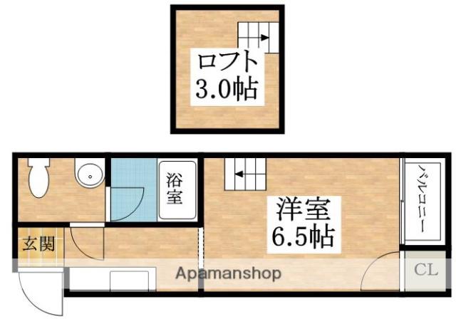 ラコート天美南B棟(1K/3階)の間取り写真