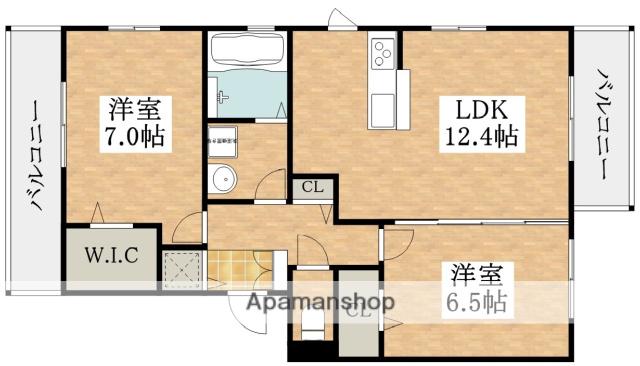 カーサ スッド フィオーレ(2LDK/3階)の間取り写真