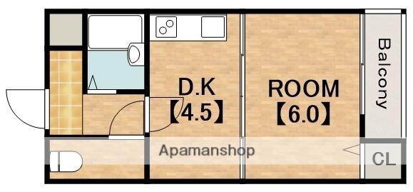 ヴェルドミール照ヶ丘(1DK/3階)の間取り写真
