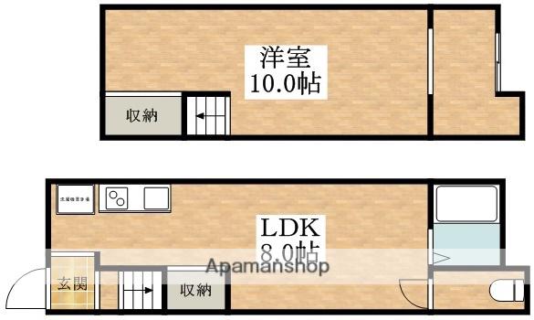 住道矢田１丁目テラスハウス(1LDK)の間取り写真