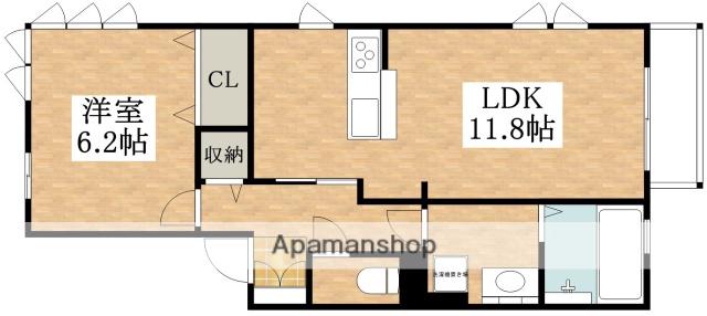 D-ROOMFUJI(1LDK/1階)の間取り写真