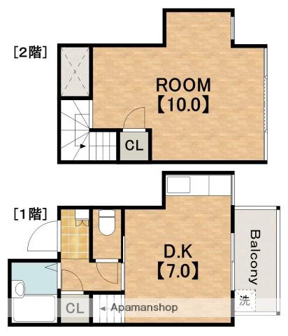 エクラ東住吉2(1DK/5階)の間取り写真