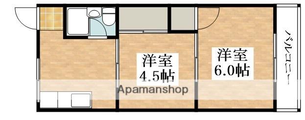 パインリーフ松原(2K/4階)の間取り写真