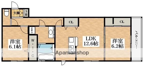 SELENITE(2LDK/1階)の間取り写真