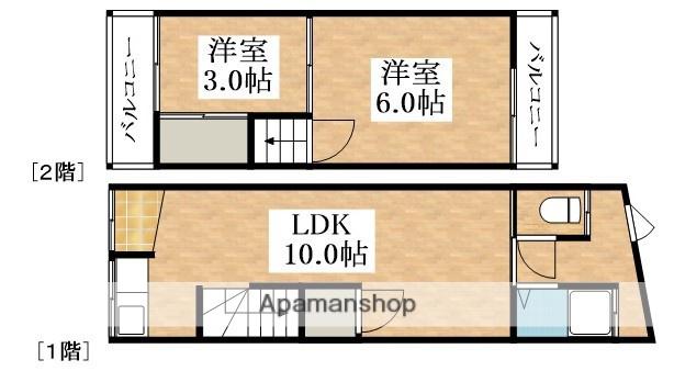 高見の里６丁目貸家(2DK)の間取り写真