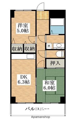 デイグラン長居公園(2DK/2階)の間取り写真