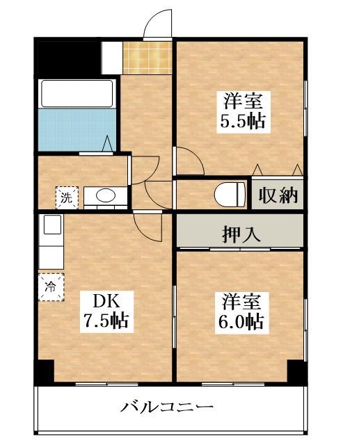 デイグラン長居公園(2DK/4階)の間取り写真