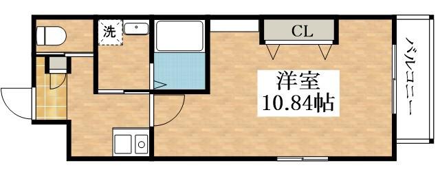 エヌエムスサントドゥーズサウス(1K/2階)の間取り写真