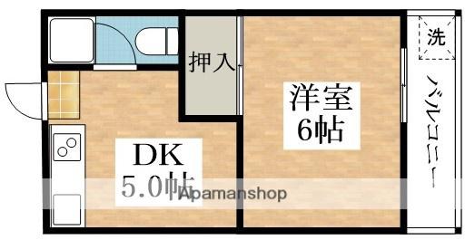 コーポ青木(ワンルーム/5階)の間取り写真