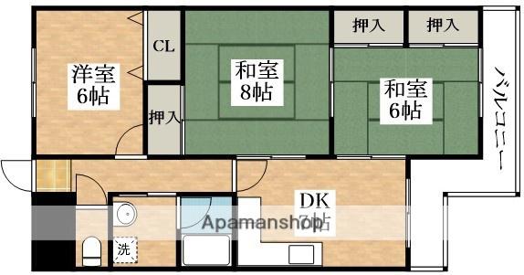 グランドール大鳥(3DK/3階)の間取り写真