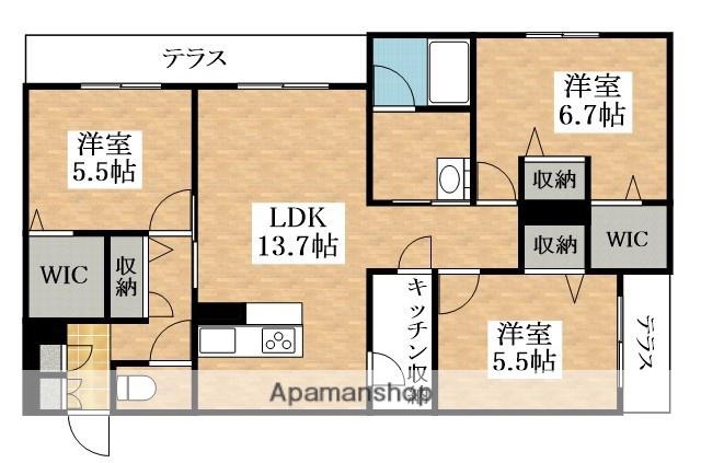 一期一会天美(3LDK/1階)の間取り写真