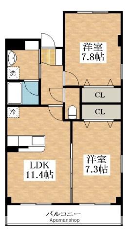 サンクレール北花田(2LDK/3階)の間取り写真