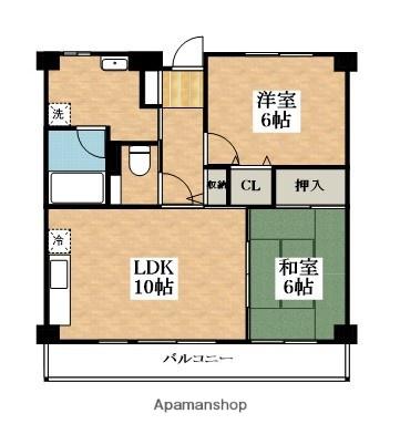 ヴィラ中谷(2LDK/3階)の間取り写真