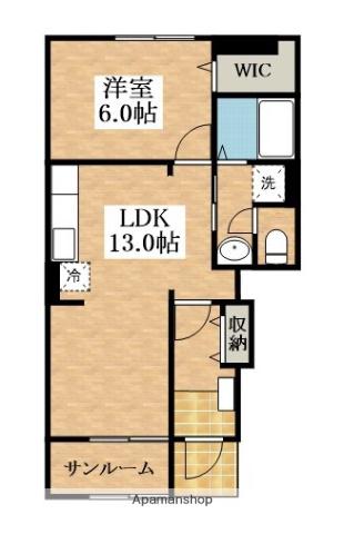 ノール・パルクヴェールⅡ(1LDK/1階)の間取り写真