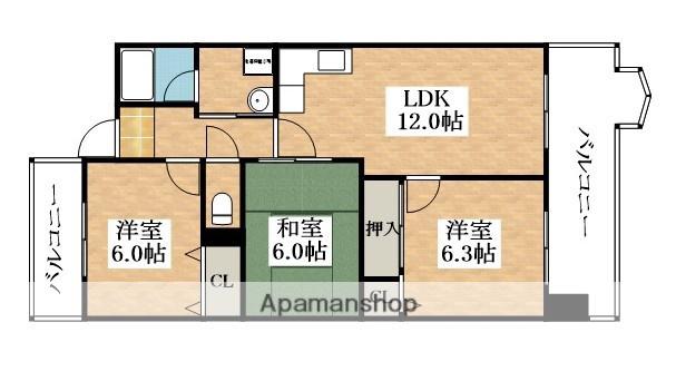 メゾンリーガル48(3LDK/6階)の間取り写真