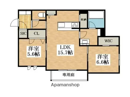 SHAMAISONECRACIE(2LDK/1階)の間取り写真