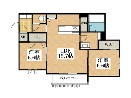 SHAMAISONECRACIE(2LDK/2階)の間取り写真