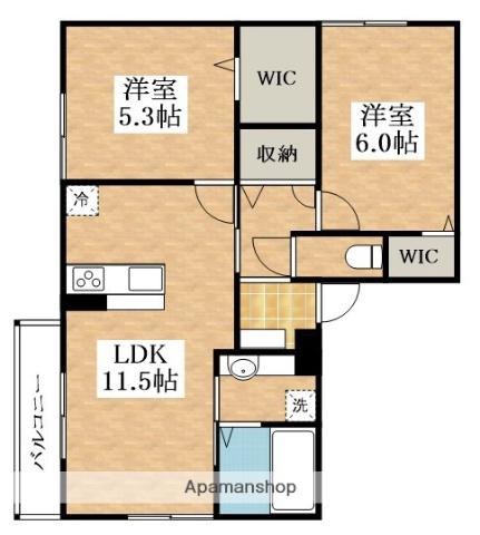 クレセント司(2LDK/3階)の間取り写真