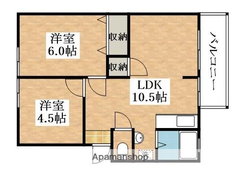 新栄プロパティー島泉Ⅱ A棟(2LDK/1階)の間取り写真