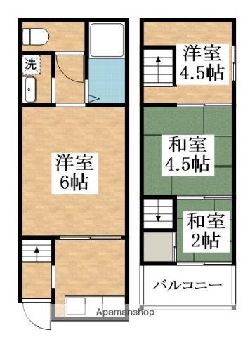 近鉄南大阪線 河内天美駅 徒歩7分 2階建 築61年(4K)の間取り写真