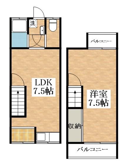 天美東２丁目テラスハウス(1LDK)の間取り写真