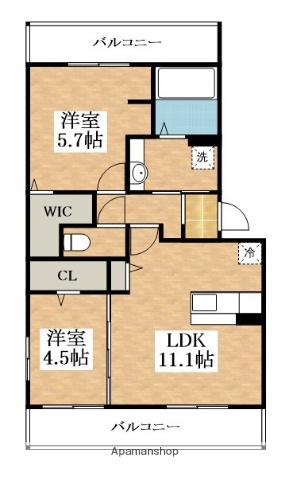 パルクソレイユ Ⅱ・Ⅲ Ⅱ(2LDK/3階)の間取り写真