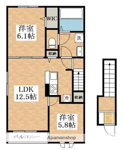 エヌプラス(2LDK/2階)の間取り写真