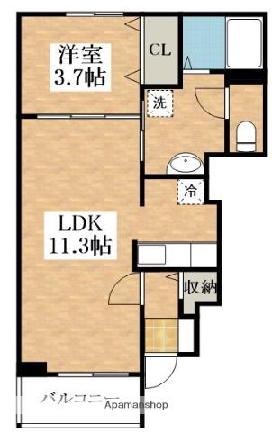 ソレアードユニティⅡ(1LDK/1階)の間取り写真