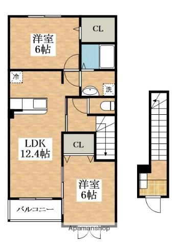 メゾン ド コスモス(2LDK/2階)の間取り写真