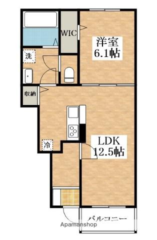 フェルド菩提(1LDK/1階)の間取り写真