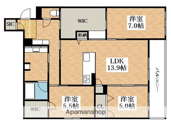 フレシア天王寺 南棟(3LDK/3階)の間取り写真
