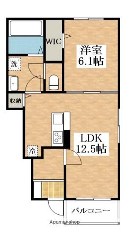 ヴェルノア(1LDK/1階)の間取り写真