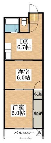 エステートGENⅡ(2DK/4階)の間取り写真