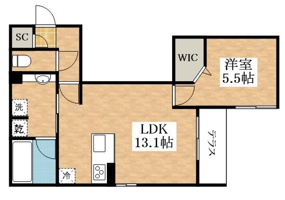 グランディーユ平野西(1LDK/1階)の間取り写真