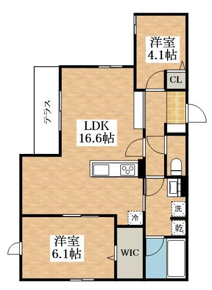 グランディーユ平野西(2LDK/1階)の間取り写真