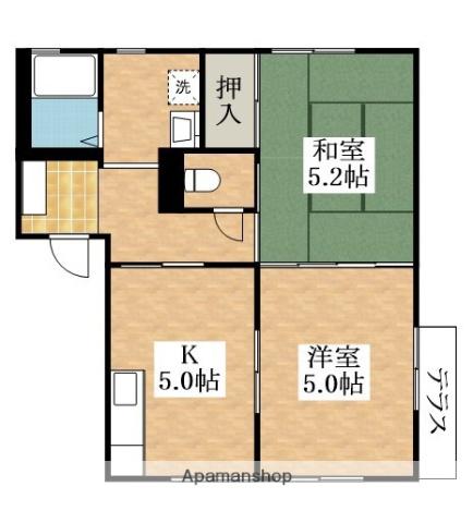 ツゥーエス新金岡(2K/1階)の間取り写真