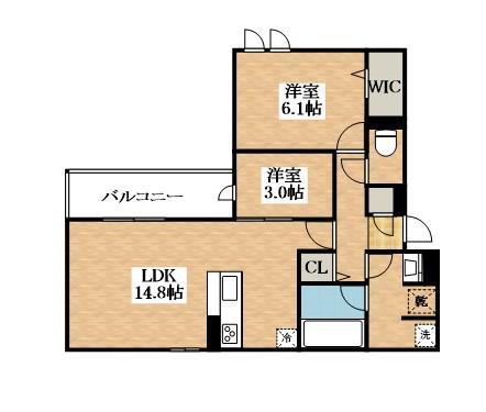 クラシスト苅田ウエスト A棟(2LDK/1階)の間取り写真